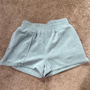 Urban Outfitters High Waist Textured Shorts - Light Blue